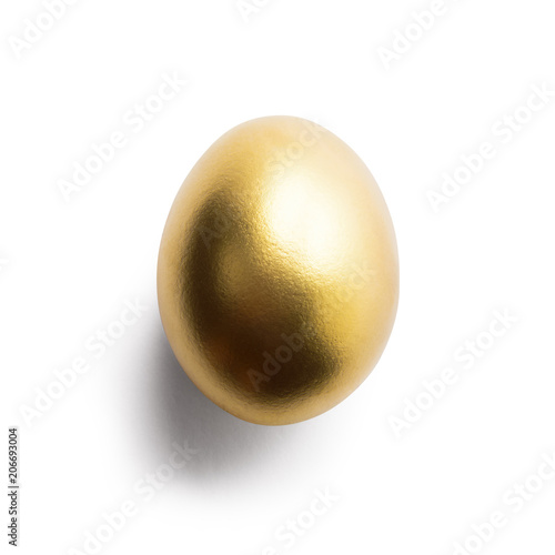 Golden egg on white background