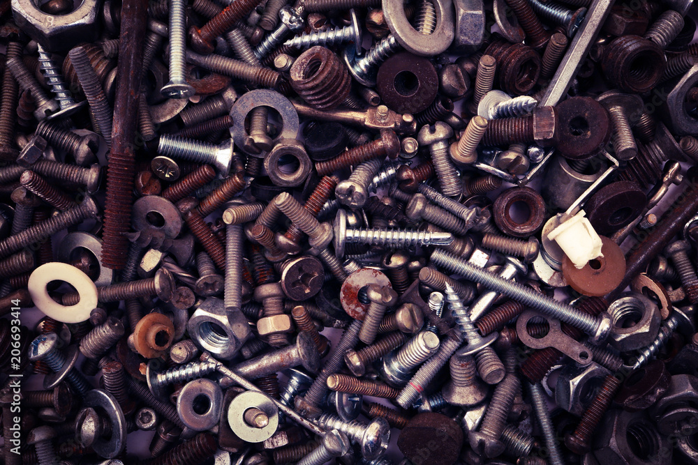 Grunge rusty metal screws and details. Old screws. Grunge rusty metal screws and details. Old screws.