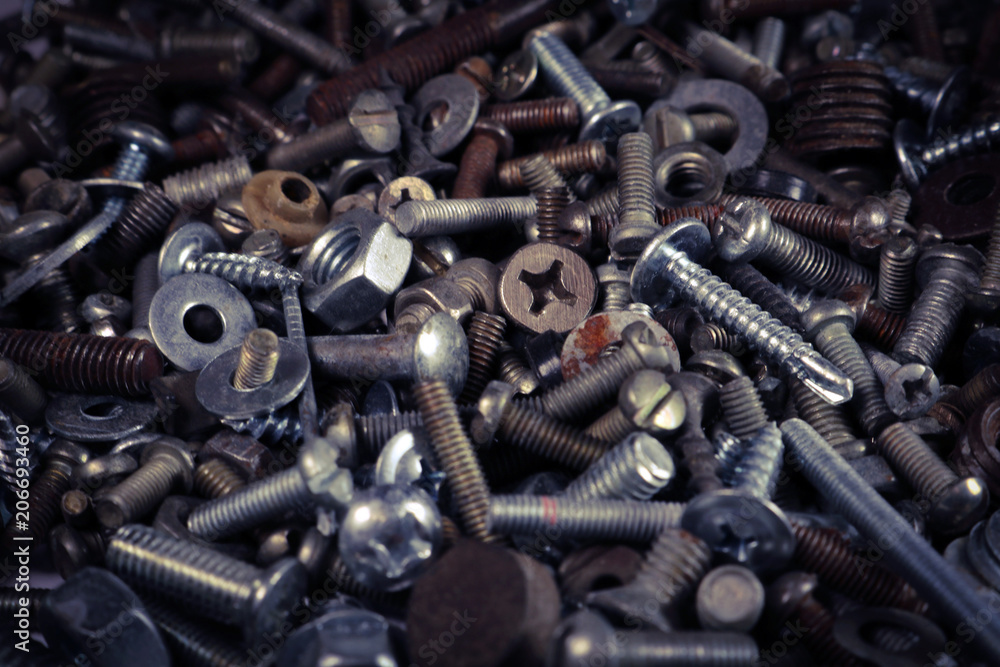 Grunge rusty metal screws and details. Old screws. Grunge rusty metal screws and details. Old screws.
