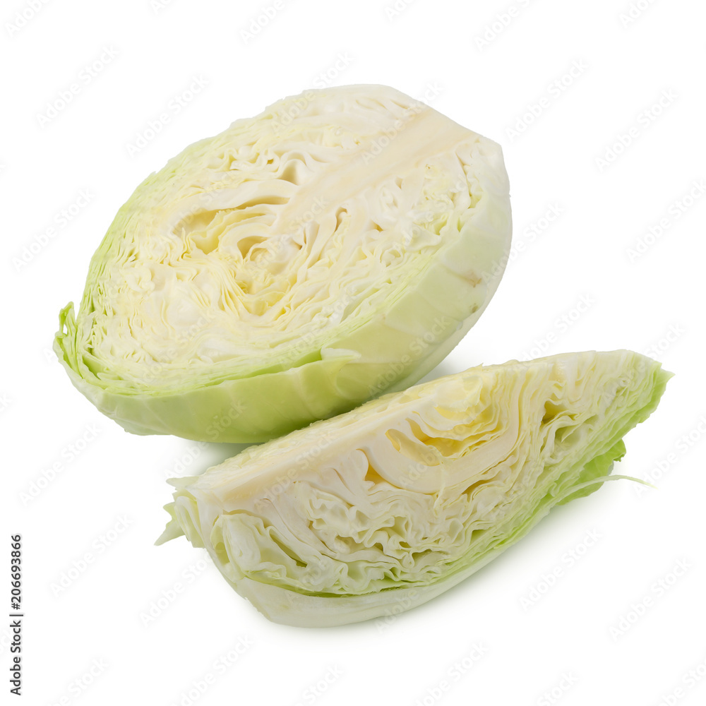 Green cabbage isolated on a white background Green cabbage isolated on a white background