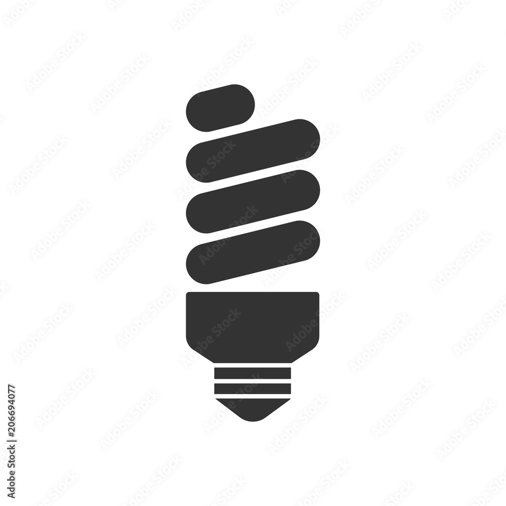 Black isolated icon of electric lamp on white background. Silhouette of electric eco bulb. Black isolated icon of electric lamp on white background. Silhouette of electric eco bulb.