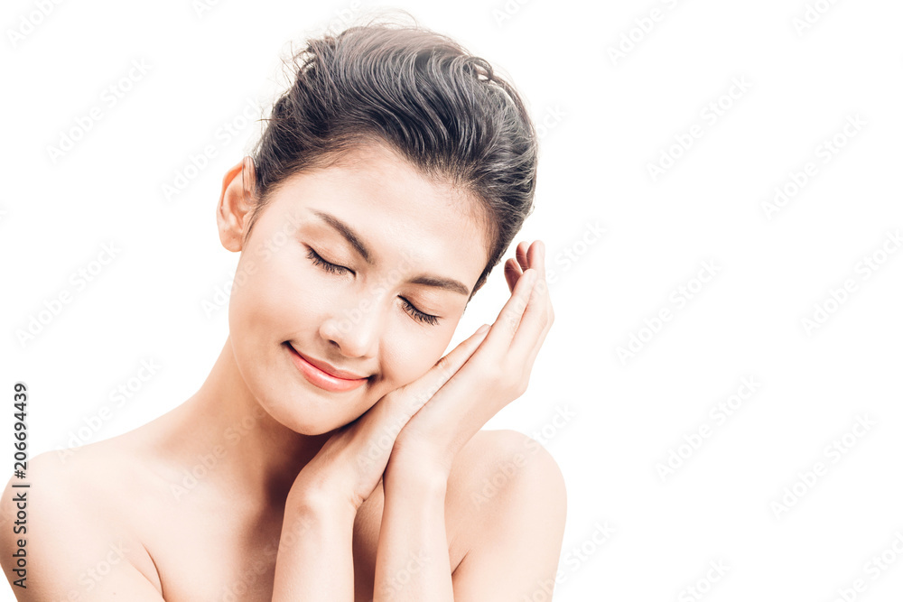 Beautiful woman beauty health care.beauty and spa.perfect fresh skin isolated on white background Beautiful woman beauty health care.beauty and spa.perfect fresh skin isolated on white background