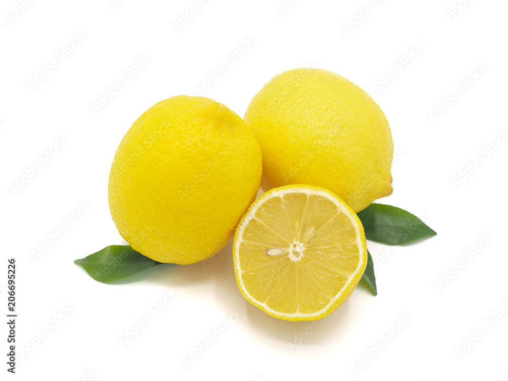 Fresh lemon slice isolated on white background