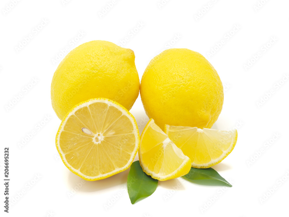 Fresh lemon slice isolated on white background