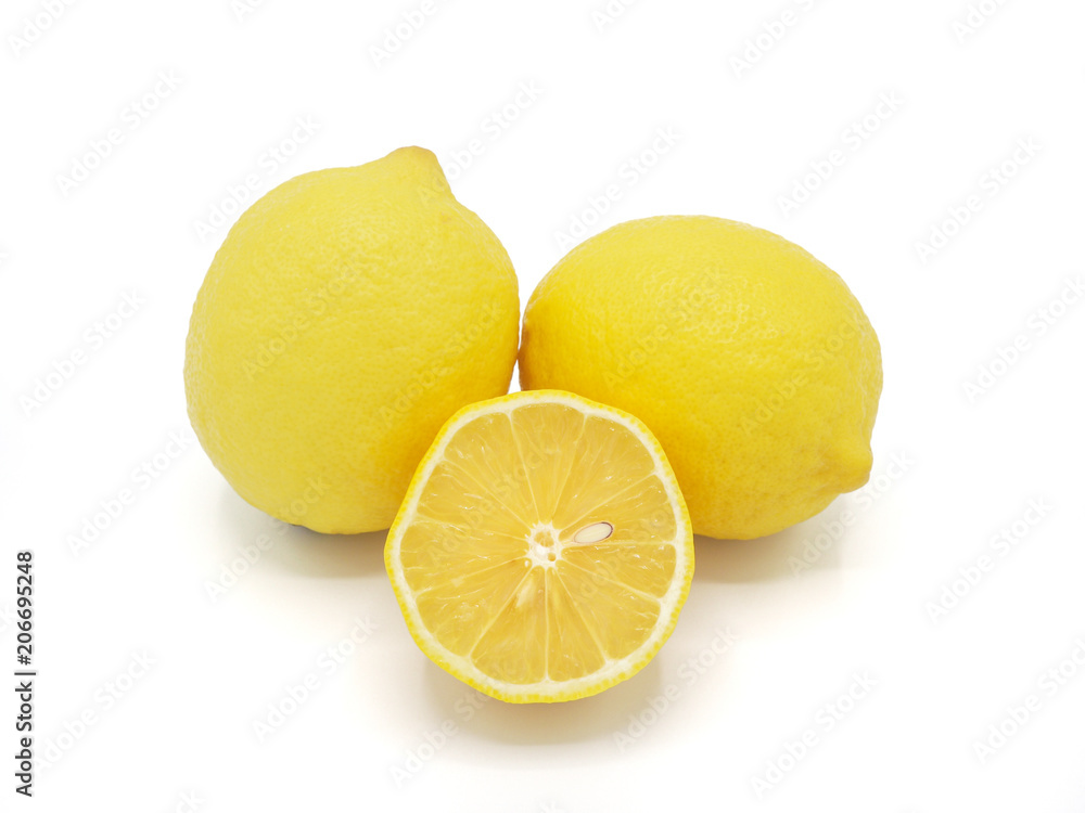 Fresh lemon slice isolated on white background