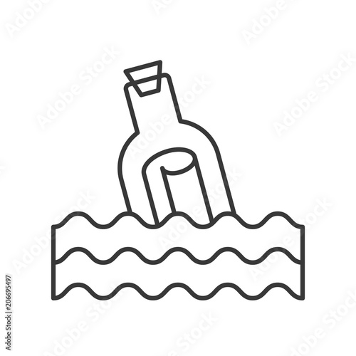 Message in a bottle outline icon on white background