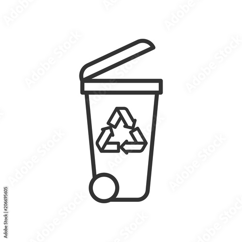 Black isolated outline icon of container on white background. Line Icon of bin for trash.