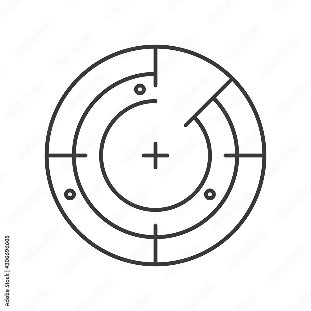 Radar navigation icon, line design vector Radar navigation icon, line design vector