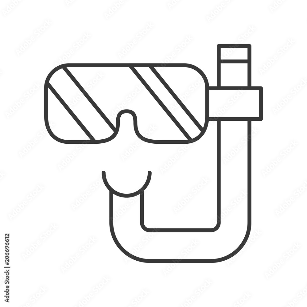 Diving mask outline icon on white background Diving mask outline icon on white background