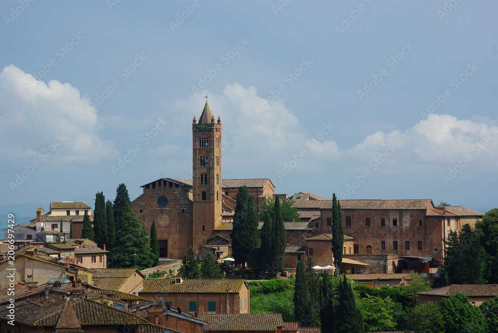 The Church of Santa Maria dei Servi and old buildings in Siena, Tuscany, Italy