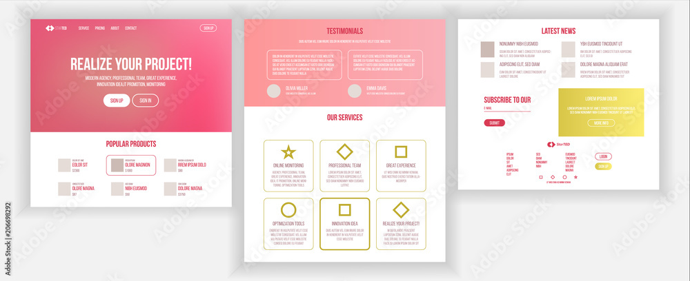 Web Page Design Vector. Website Business Graphic. Responsive Interface. Landing Template. Futuristic Strategy. Interface Menu. Card Credit. Illustration