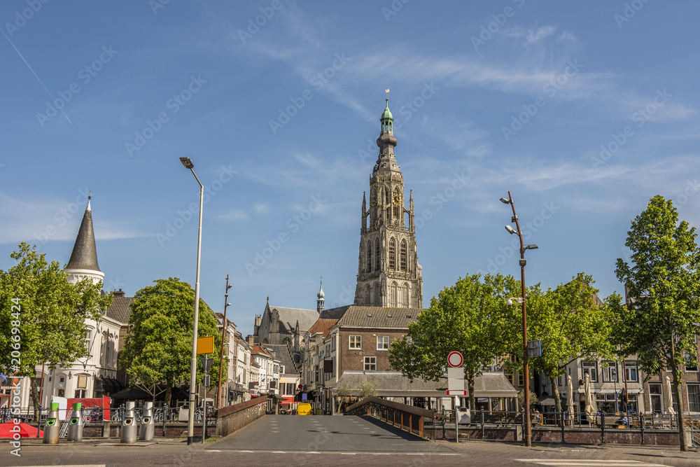 bridge and street entrance to the city of breda holland netherlands