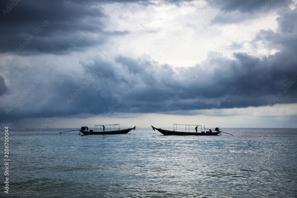 boats in sea with storm weather. Thailand boats in sea with storm weather. Thailand