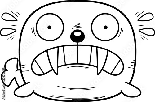 Scared Cartoon Walrus