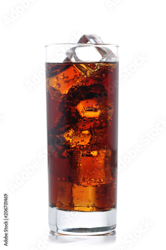 Obraz na plátně Glass of cola isolated on white