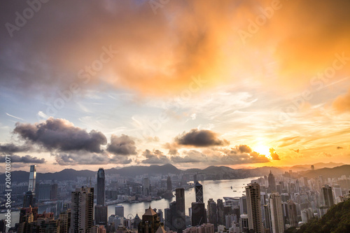 Sunrise view at Victoria Peak in Hong Kong