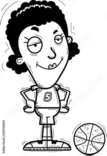 Confident Cartoon Black Basketball Player