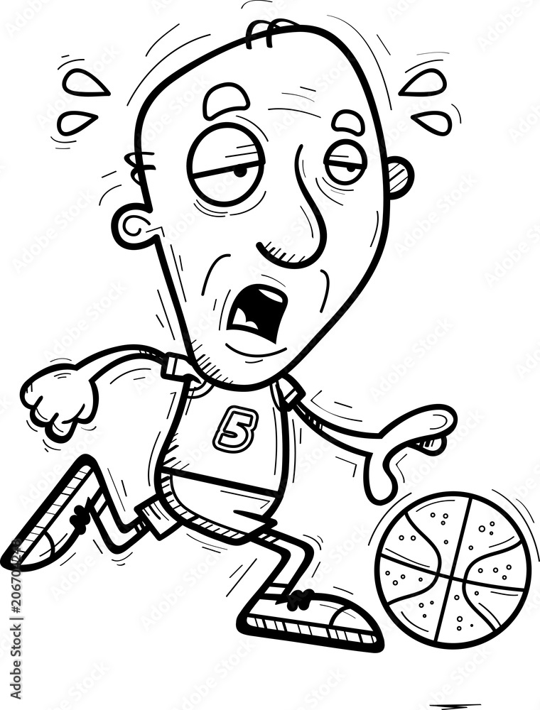 Exhausted Cartoon Senior Basketball Player Exhausted Cartoon Senior Basketball Player