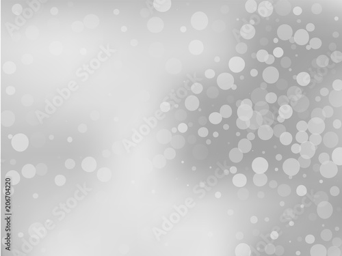 Gray-white gradient background with bokeh effect. Abstract blurred pattern. Overlapping transparent bubbles Vector illustration