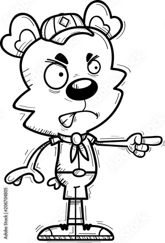 Angry Cartoon Male Bear Scout