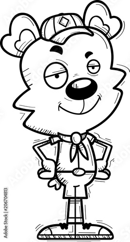 Confident Cartoon Male Bear Scout