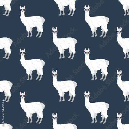 Llama in glasses seamless pattern