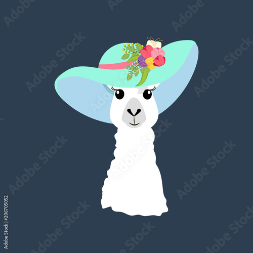Llama in hat illustration