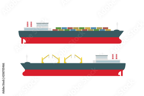 Vector set of  cargo ships .