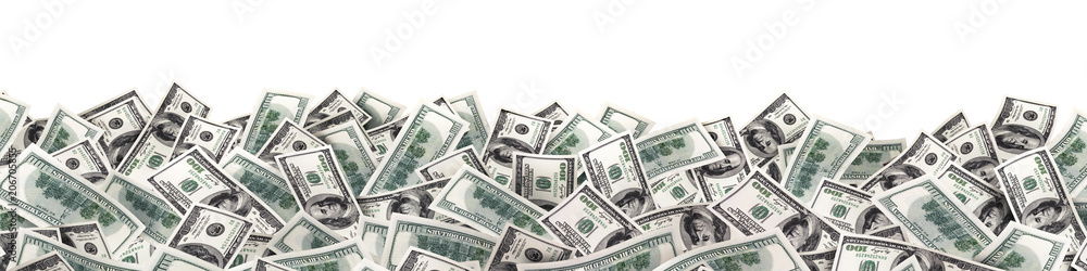many much money on white background. wide image many much money on white background. wide image
