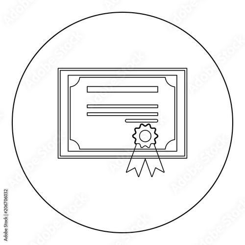 Certificate  icon black color in circle