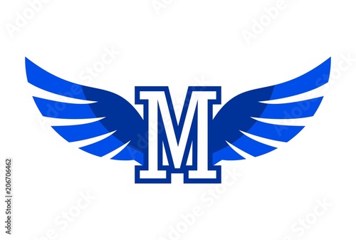 letter m wings logo vector concept photo