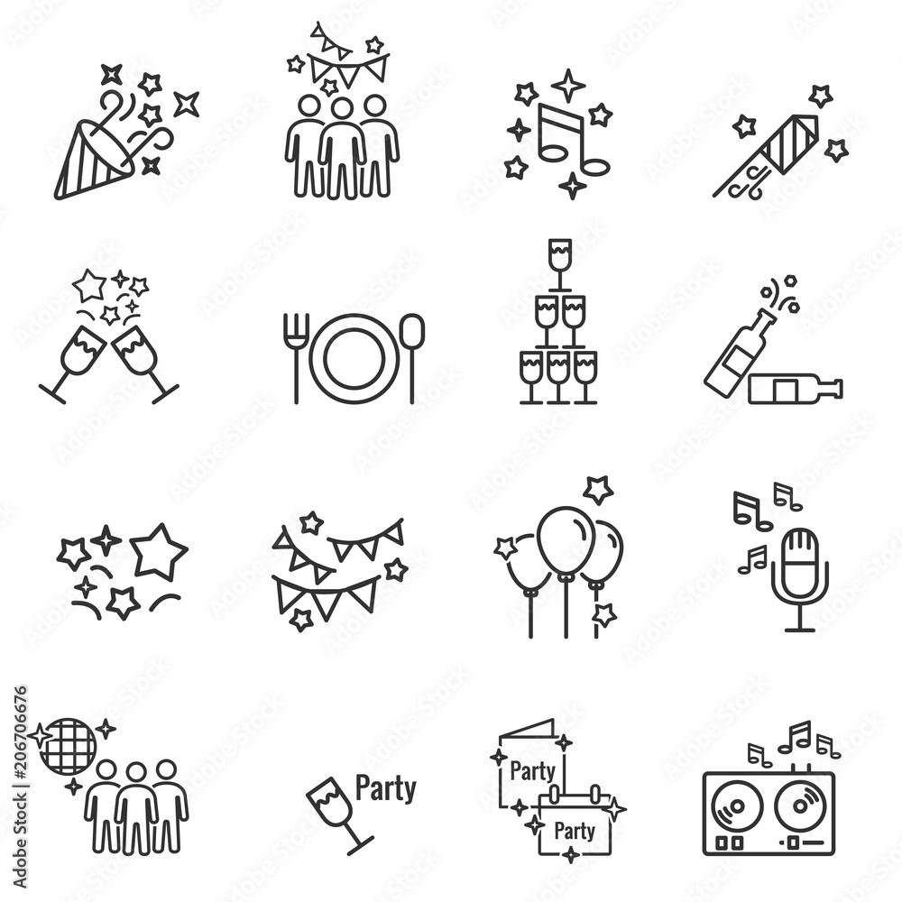 Party Vector Line Icons Party Vector Line Icons