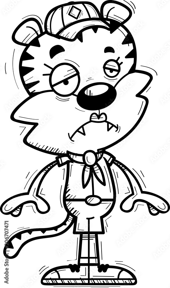 Sad Cartoon Female Tiger Scout