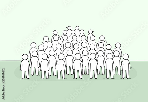 Sketch of many people standing together.