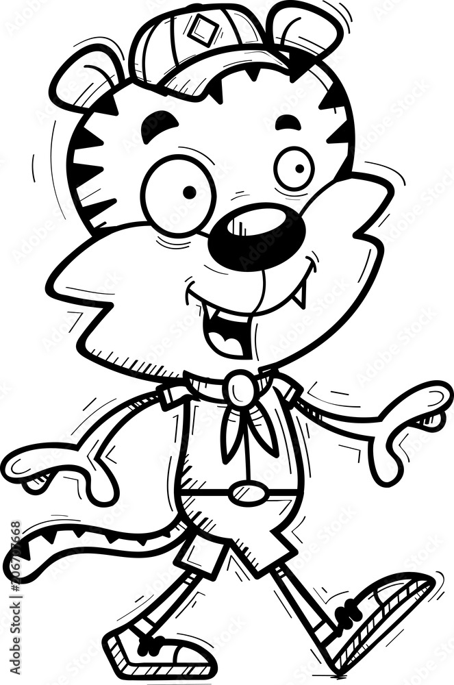 Cartoon Male Tiger Scout Walking Cartoon Male Tiger Scout Walking