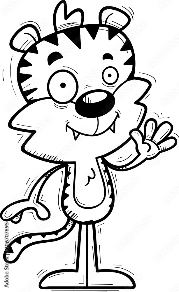 Cartoon Male Tiger Waving Cartoon Male Tiger Waving