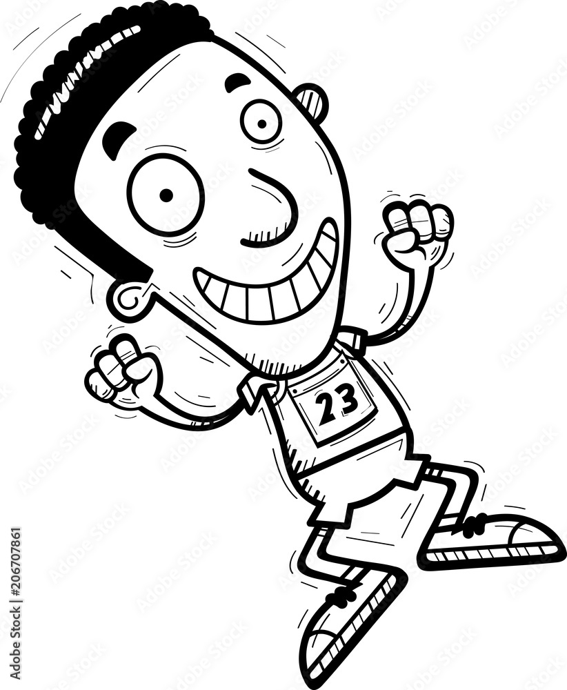 Obraz premium Cartoon Black Track Athlete Jumping