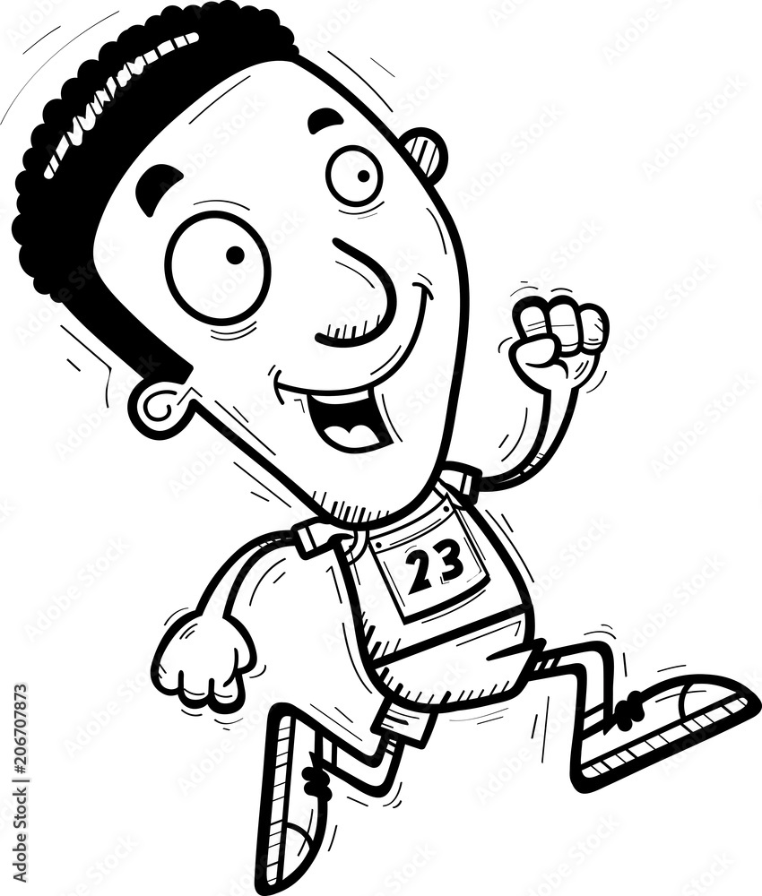 Cartoon Black Track Athlete Running