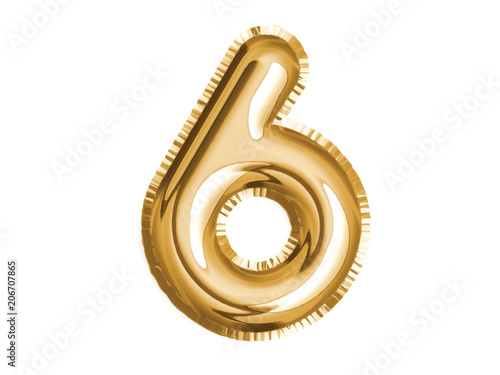 Gold number six air balloon for baby shower celebrate decoration party photo