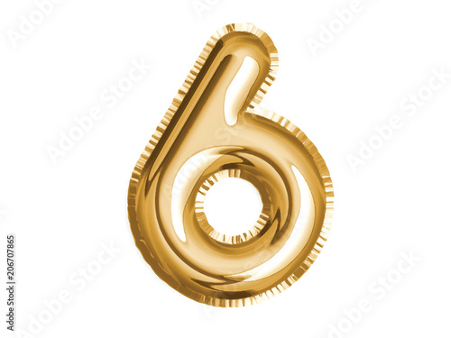 Gold number six air balloon for baby shower celebrate decoration party