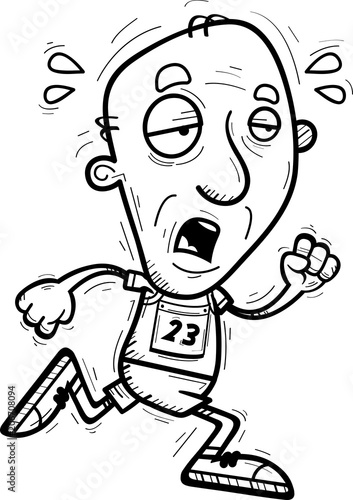 Exhausted Cartoon Senior Track Athlete
