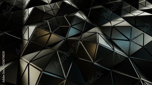 Pyramidal grey surface futuristic polygonal shape 3D rendering