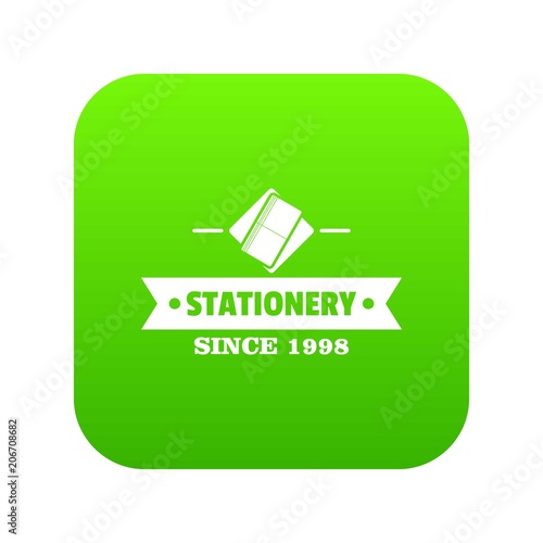 Stationery icon green vector isolated on white background