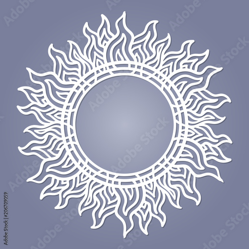 Round frame for laser cutting. The sun.