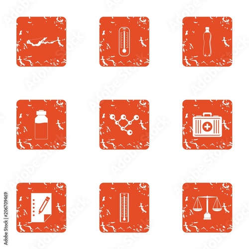 Recovery professional icons set. Grunge set of 9 recovery professional vector icons for web isolated on white background