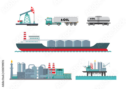 Vector set of oil industry.