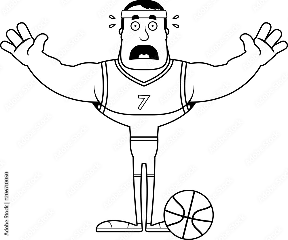Cartoon Scared Basketball Player