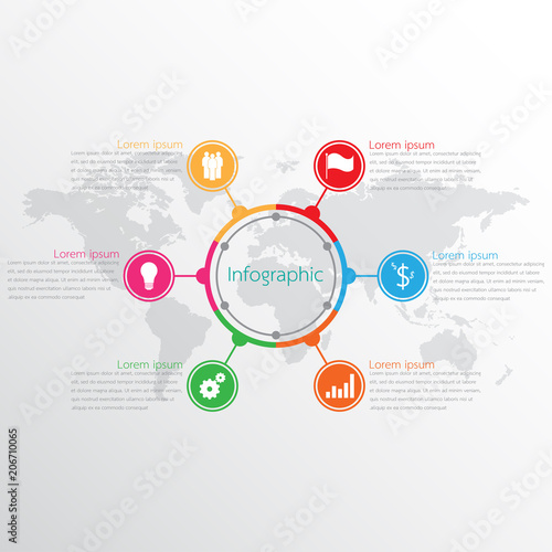 Vector infographic templates used for detailed reports. All 6 topics.