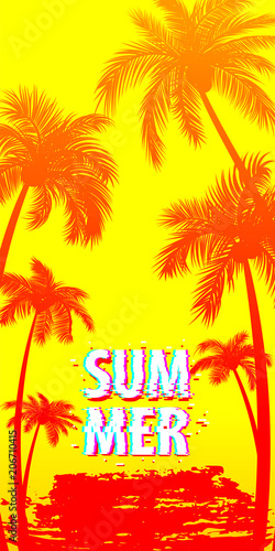 Summer time palm tree banner poster © infostocker