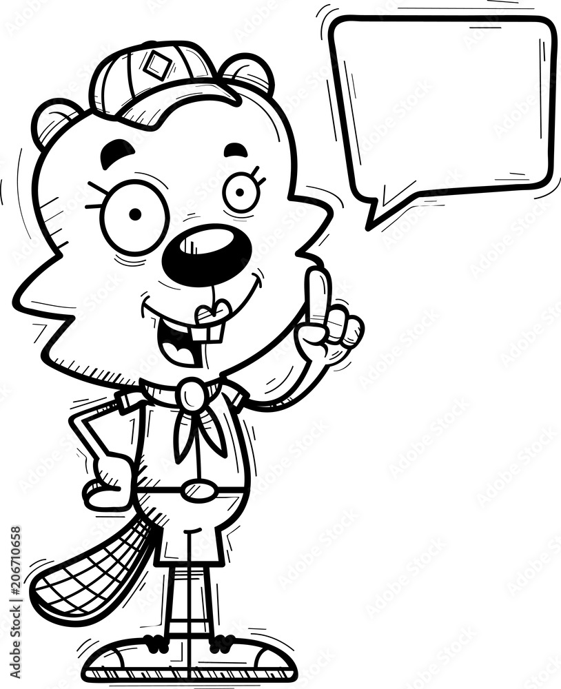 Cartoon Female Beaver Scout Talking Cartoon Female Beaver Scout Talking